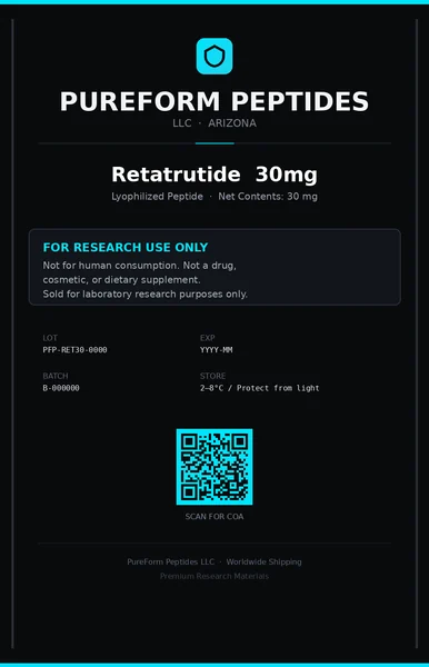 PureForm Peptides Retatrutide 30 mg label