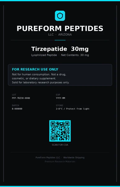 PureForm Peptides Tirzepatide 30 mg label